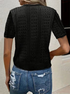 V-Neck Short-Sleeve Knit Cardigan