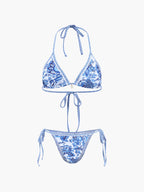 Printed Halter Knotted Bikini Set