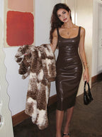 Faux Leather Skinny Strappy Dress