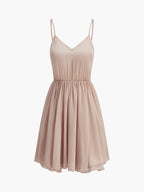 Semi-Sheer Chiffon Ruffle Dress With Outer Cape