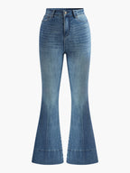 Washed Slim Draped Denim Pants