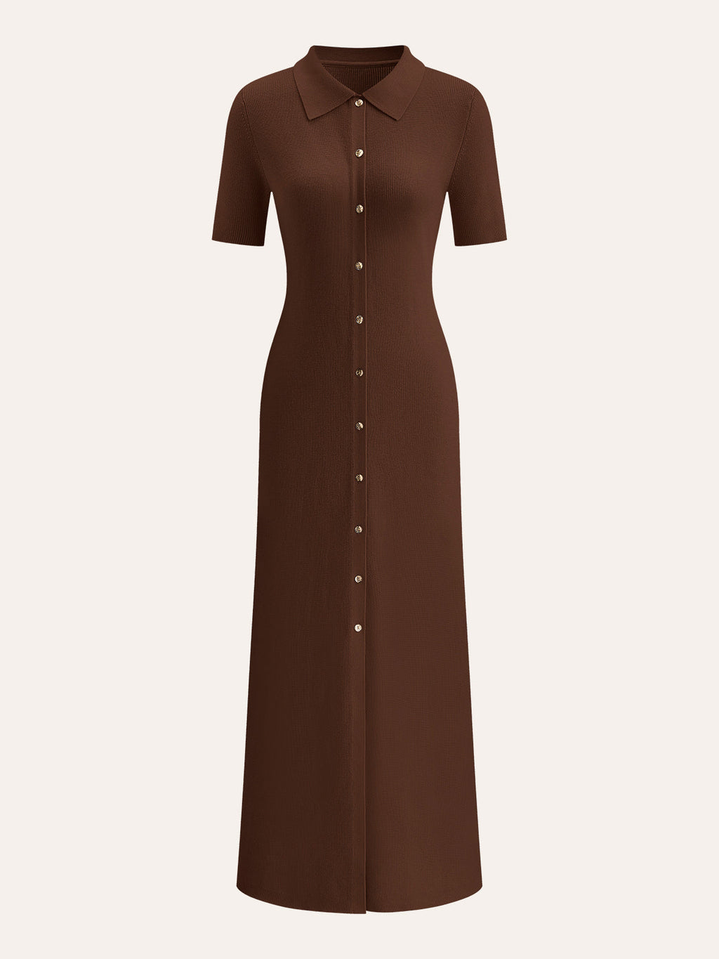 Metal Button Collar Midi Dress