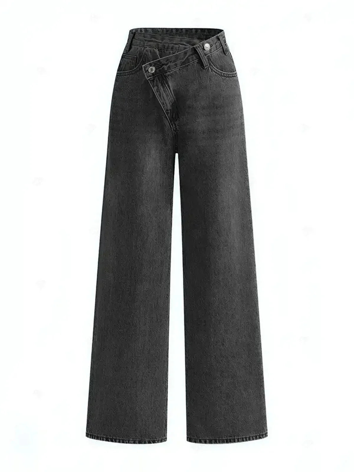 Asymmetric Waist Wide-Leg Jeans