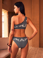 Paisley Print High-Waisted Bikini Bottom