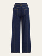 Mid-Waist Wide-Leg Button Front Jeans