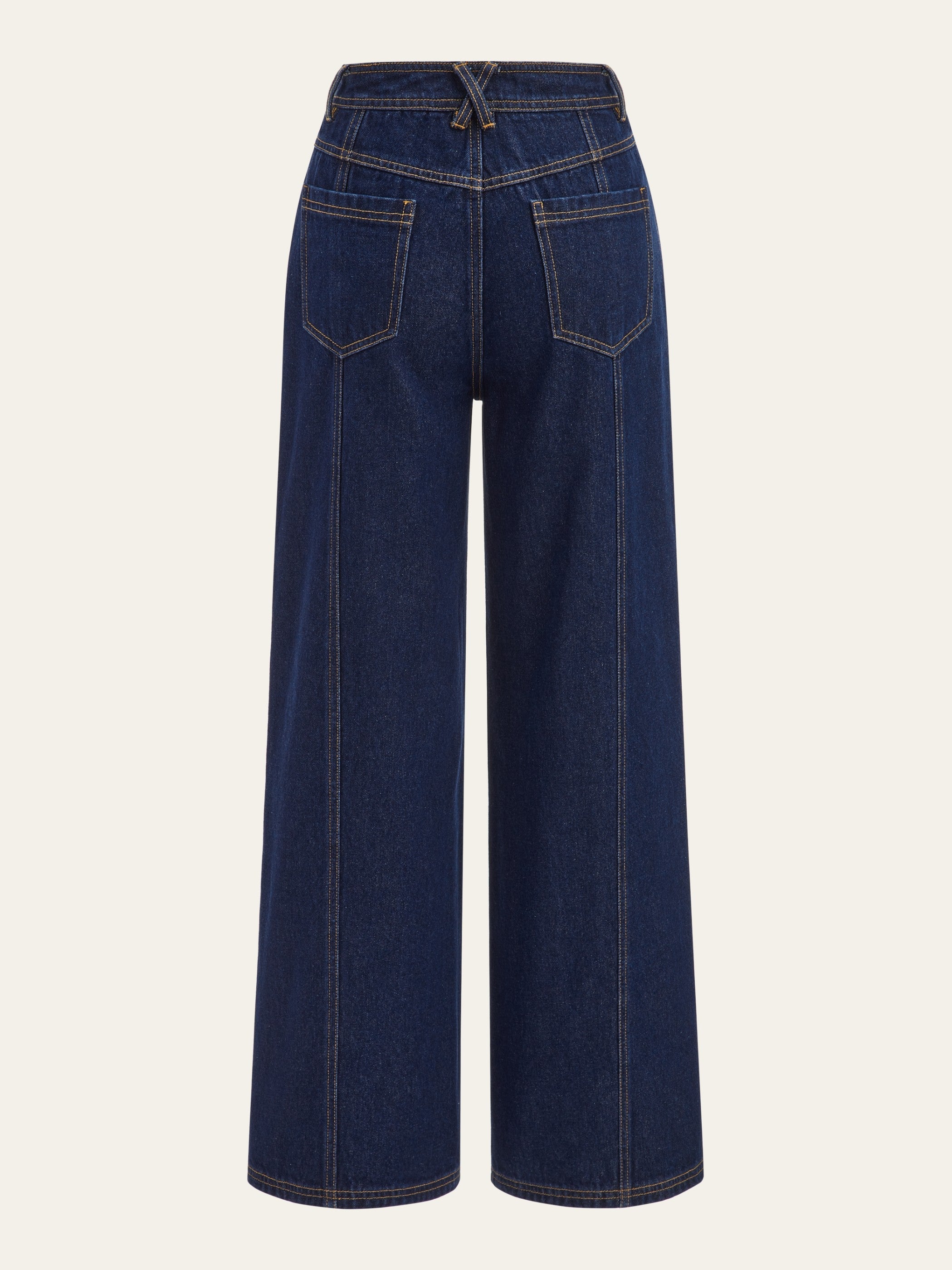 Mid-Waist Wide-Leg Button Front Jeans