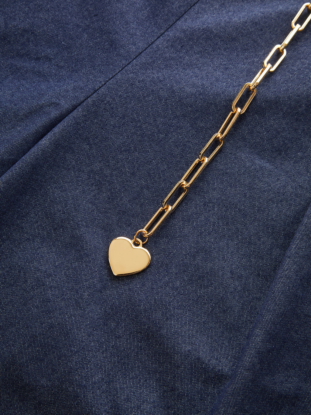 Wide-Leg Chain Jeans Pants