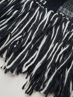 Horse-Pattern Wool Blend Fringe Cardigan