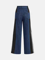 Striped Side Panel Mid-Waist Jeans