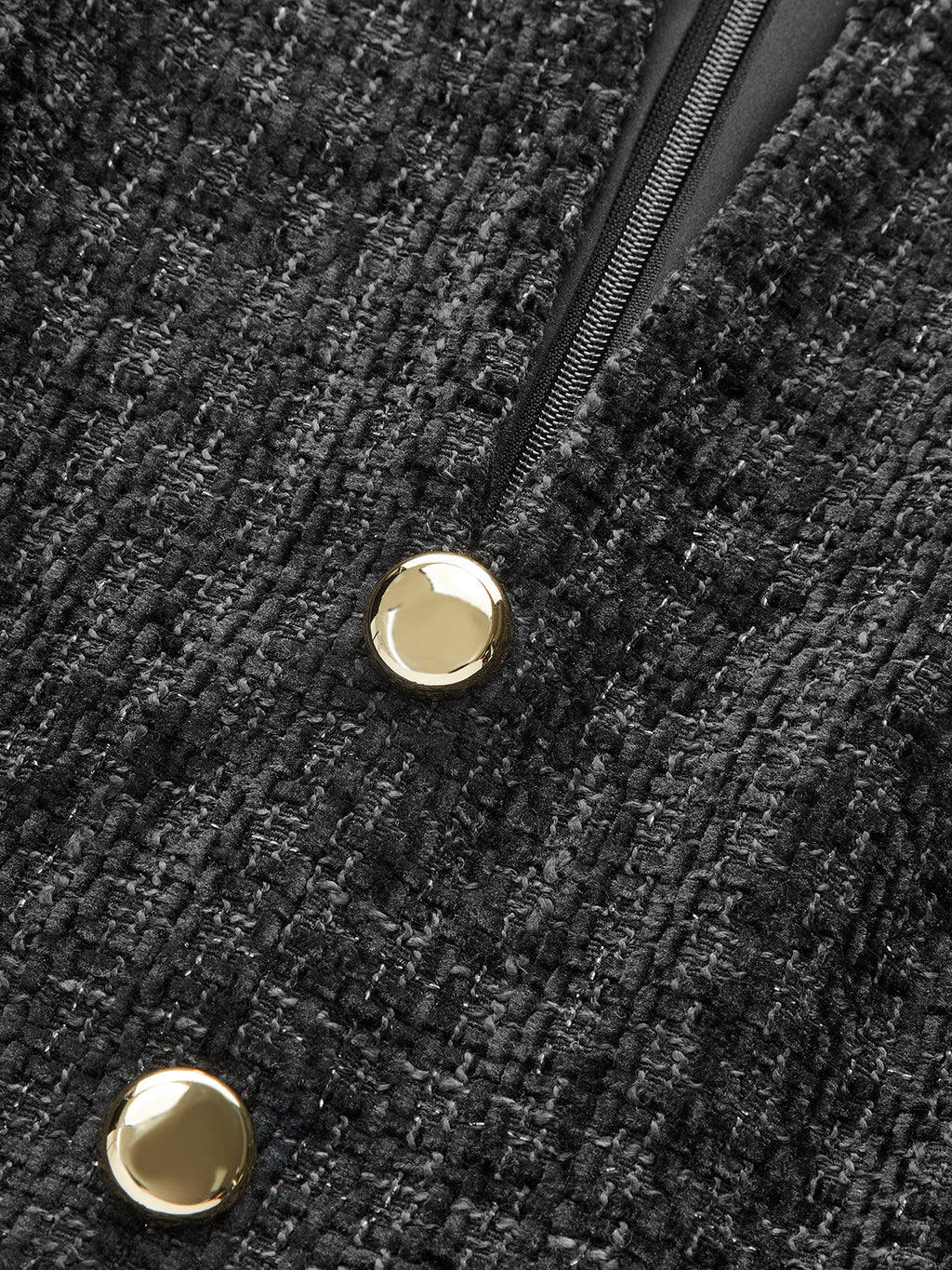 Metal Button Tweed Sleeveless Mini Dress