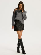 Floral lace Sweater Semi Sheer Round Neck Sweater