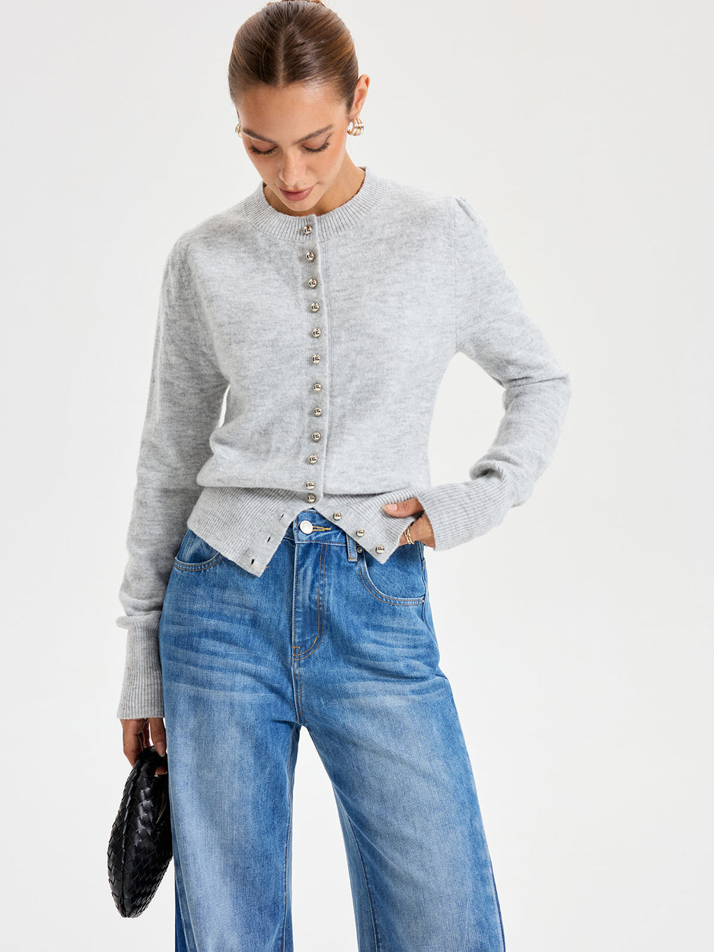 Buttoned Crew Neck Cardigan