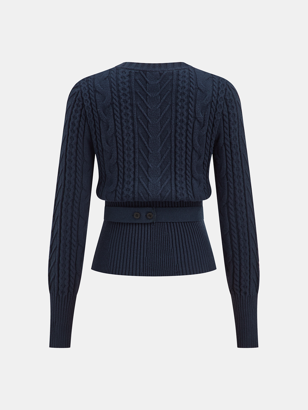 Cinched Waist Belted Cable Knit Top