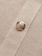 Metal Button Collared Cardigan and Midi Skirt Set