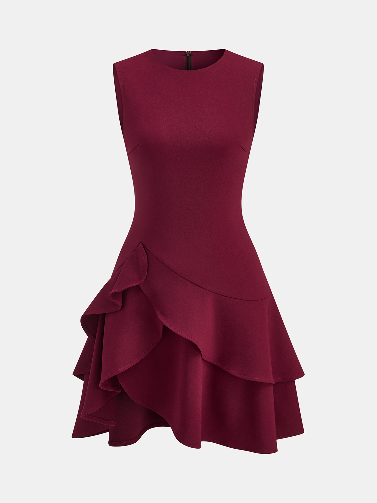 Asymmetric Ruffle Hem Sleeveless Mini Dress