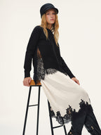 Lace Panel Knitted Sweater