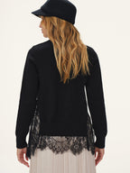 Lace Panel Knitted Sweater