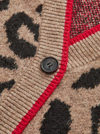 Cherry Leopard Print Knit Cardigan