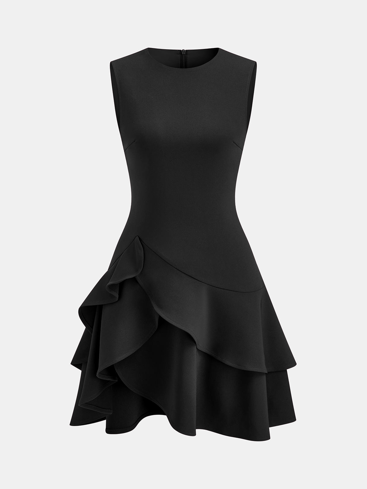 Asymmetric Ruffle Hem Sleeveless Mini Dress