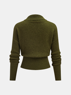 Wool Blend Wrap V-Neck Sweater