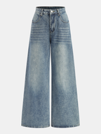 High-Waisted Wide-Leg Denim Jeans