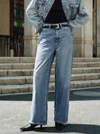 High-Waist Straight-Leg Denim Jeans