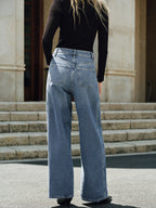 High-Waist Straight-Leg Denim Jeans