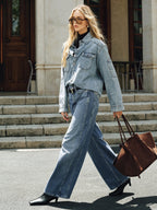 High-Waist Straight-Leg Denim Jeans