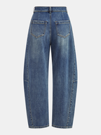 Mid-Waist Denim Curved-Leg Jeans
