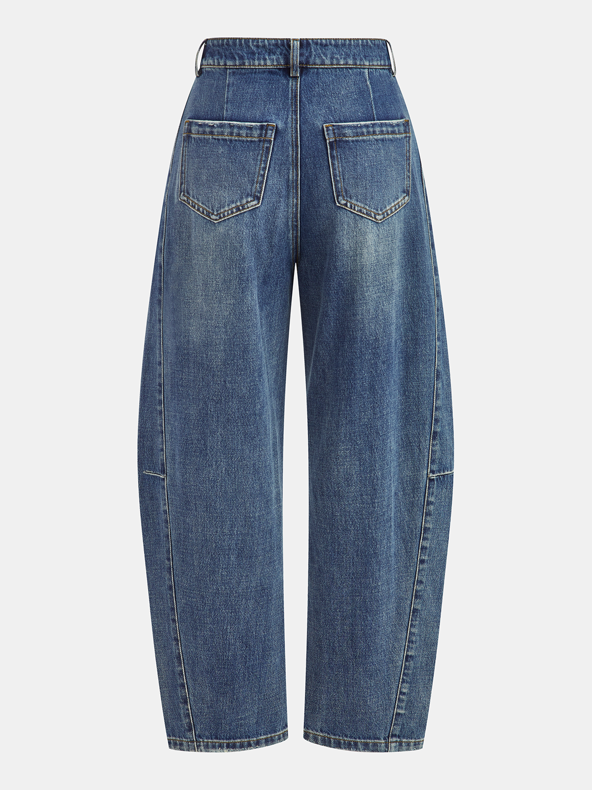 Mid-Waist Denim Curved-Leg Jeans