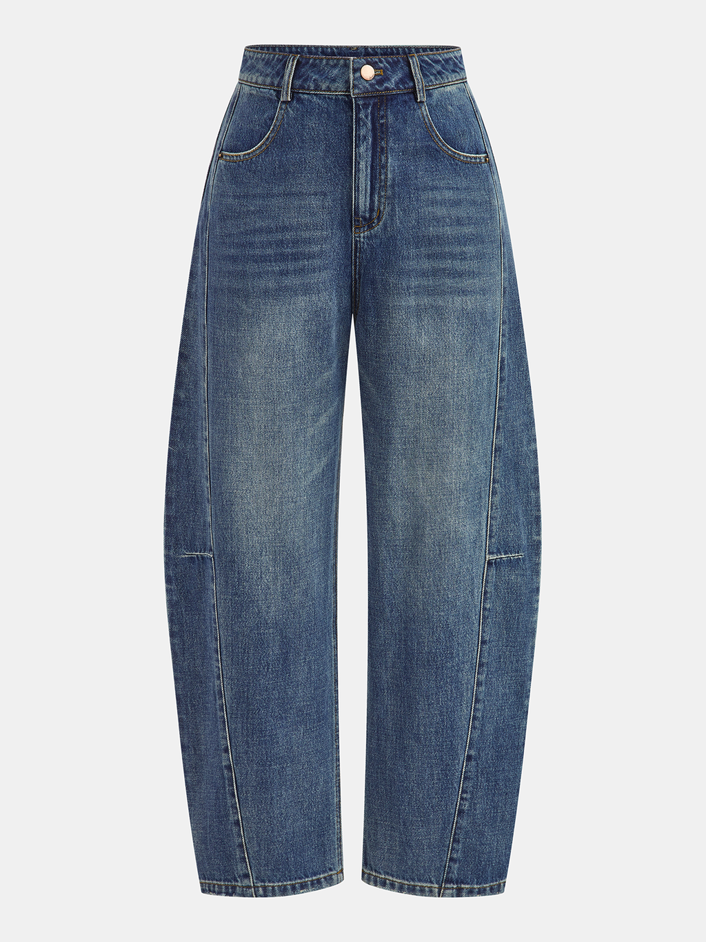 Mid-Waist Denim Curved-Leg Jeans