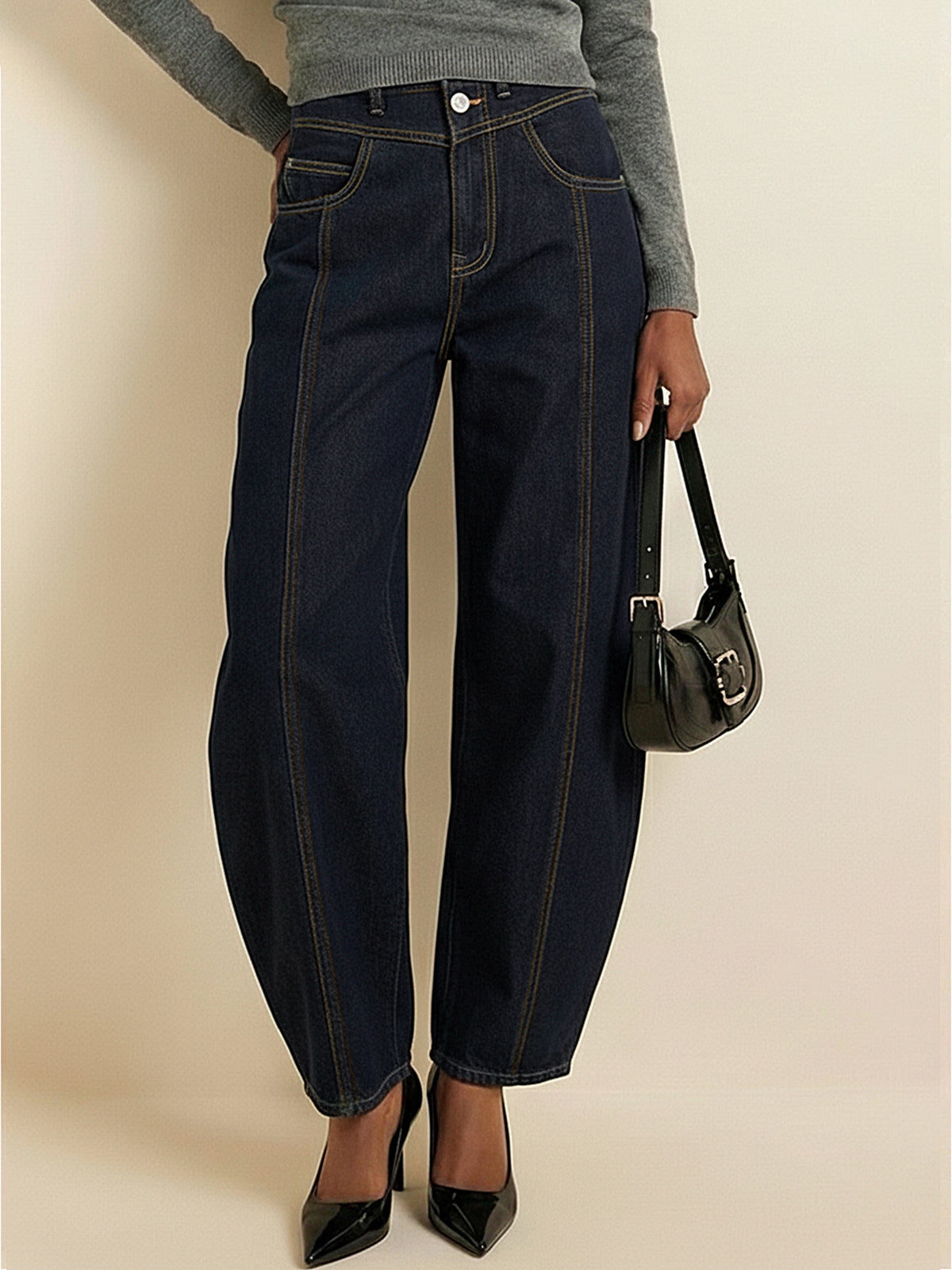 Mid-Waist Balloon Jeans