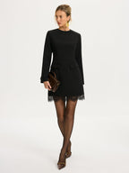 Lace Trim Tailored Mini Dress