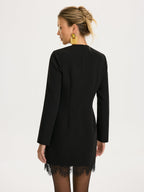 Lace Trim Tailored Mini Dress