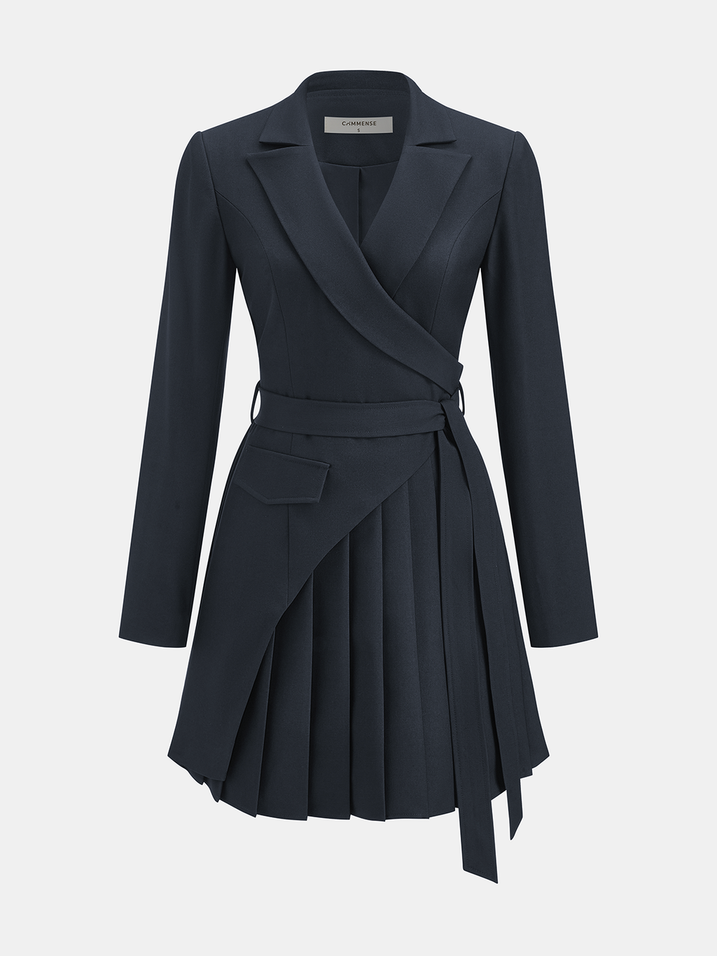 Belted Pleated Blazer Dress