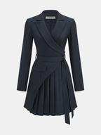 Belted Pleated Blazer Dress