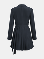 Belted Pleated Blazer Dress