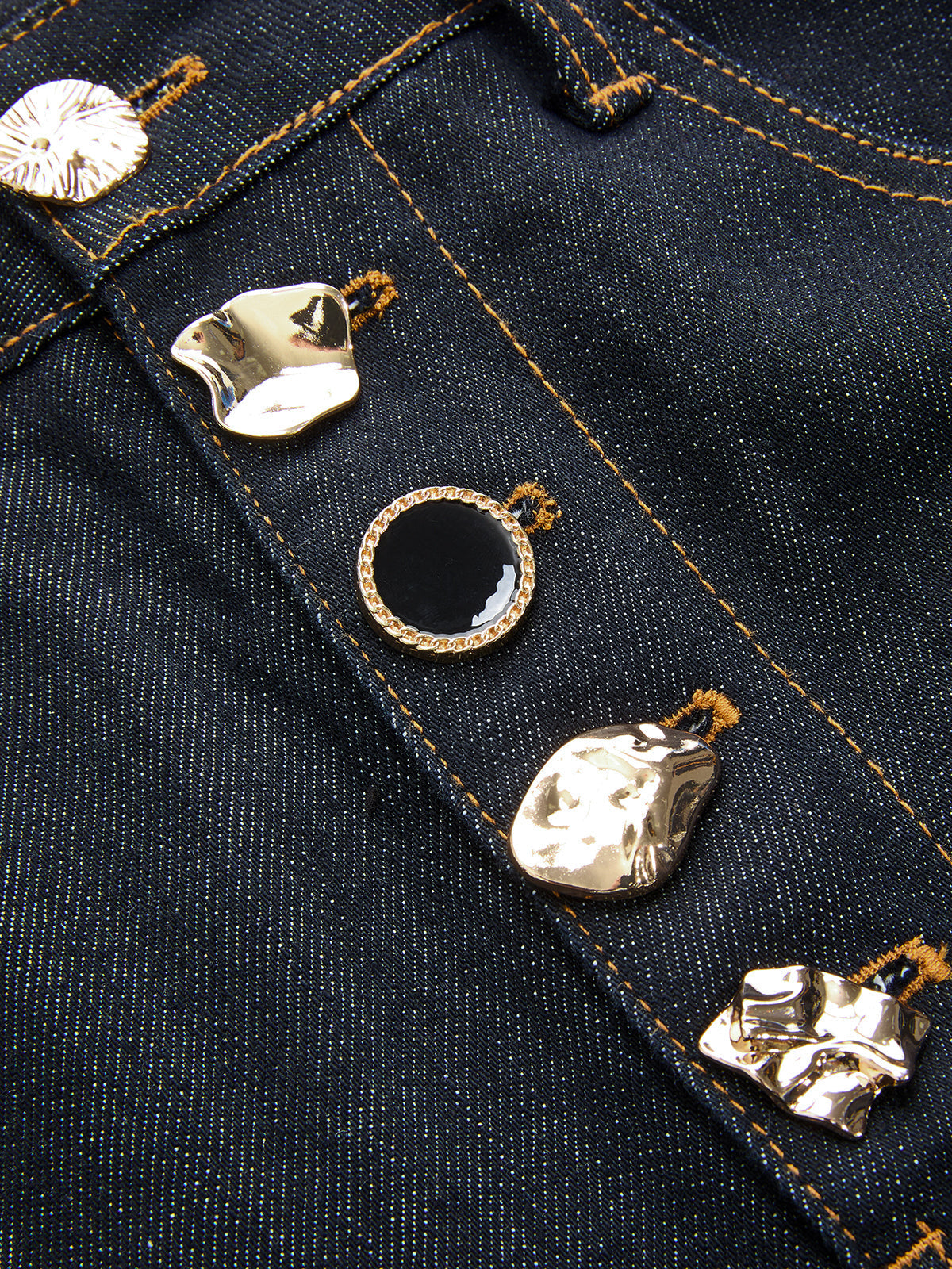 Metal Detail High-Waisted Balloon Jeans