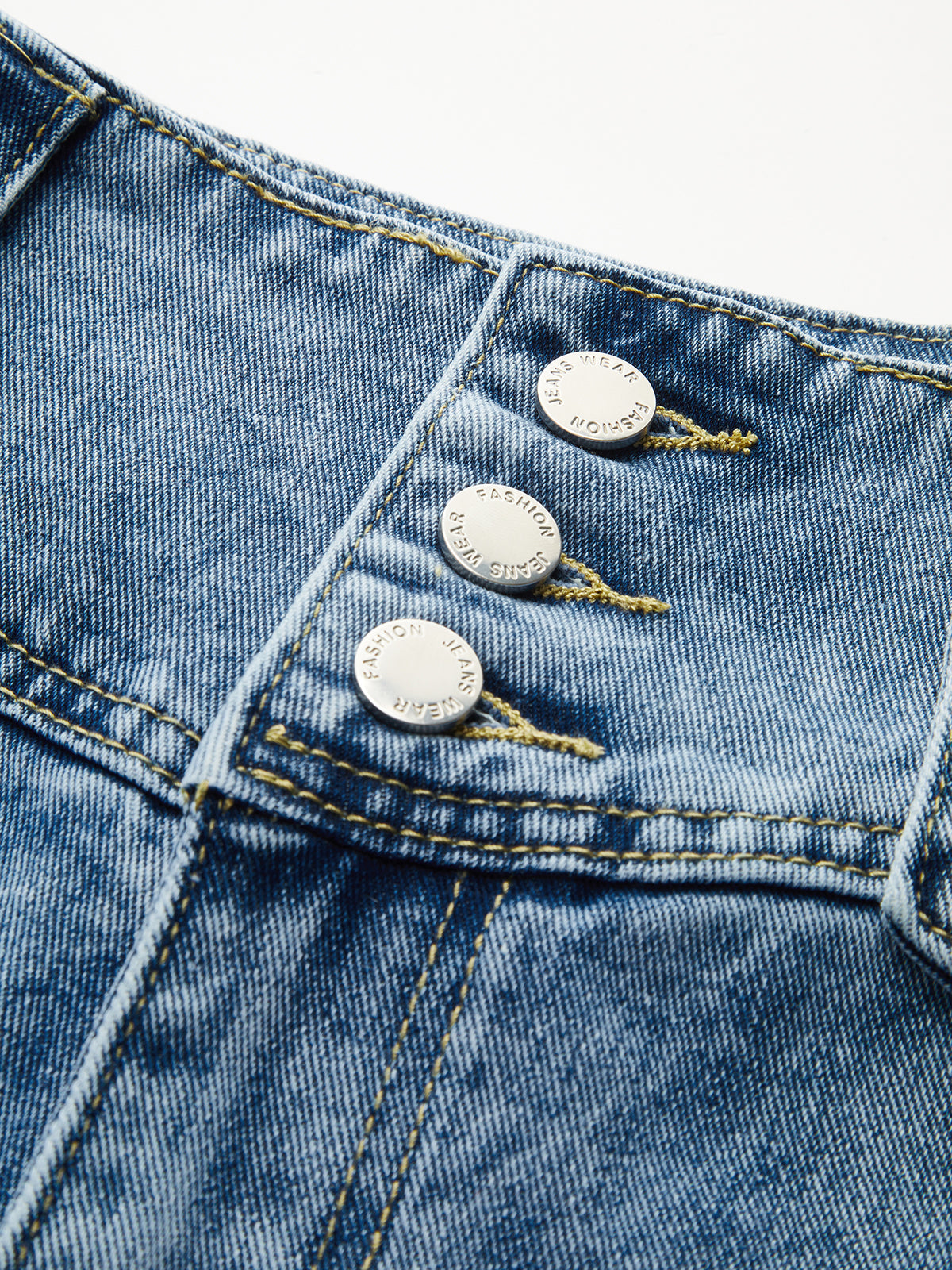 Button Detail High-Waist Wide-Leg Jeans
