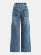 Button Detail High-Waist Wide-Leg Jeans