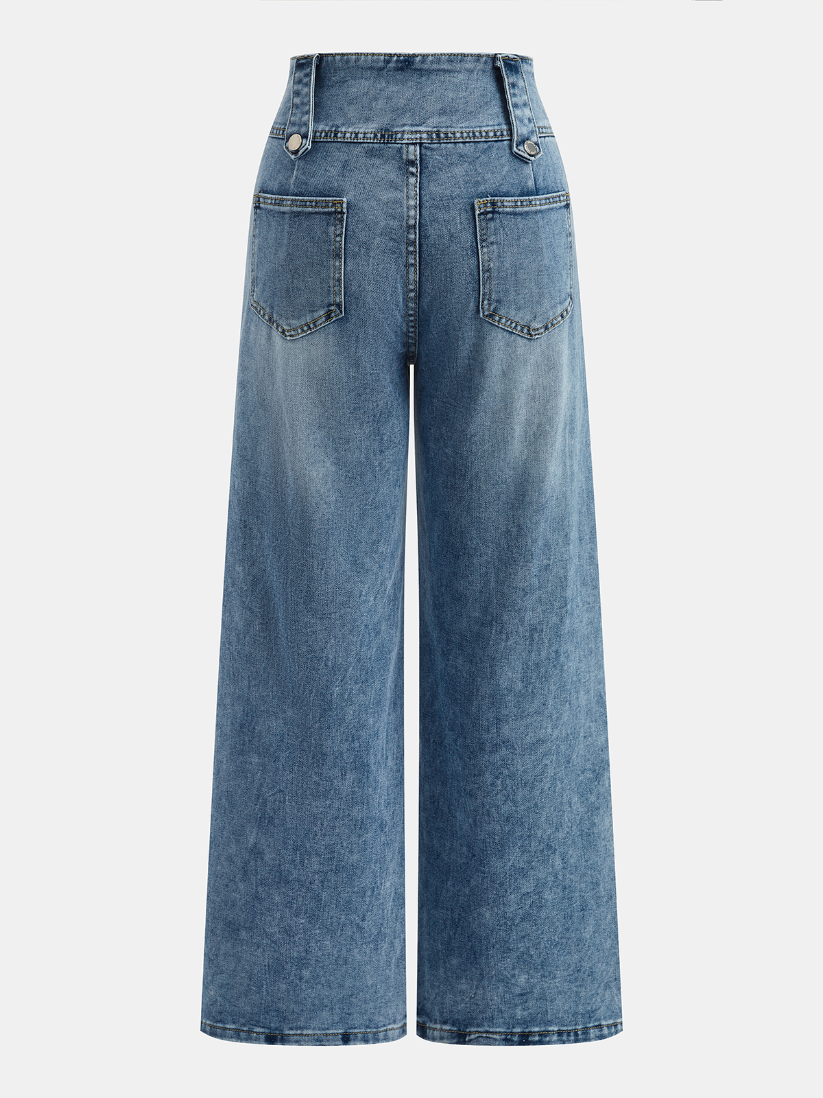 Button Detail High-Waist Wide-Leg Jeans