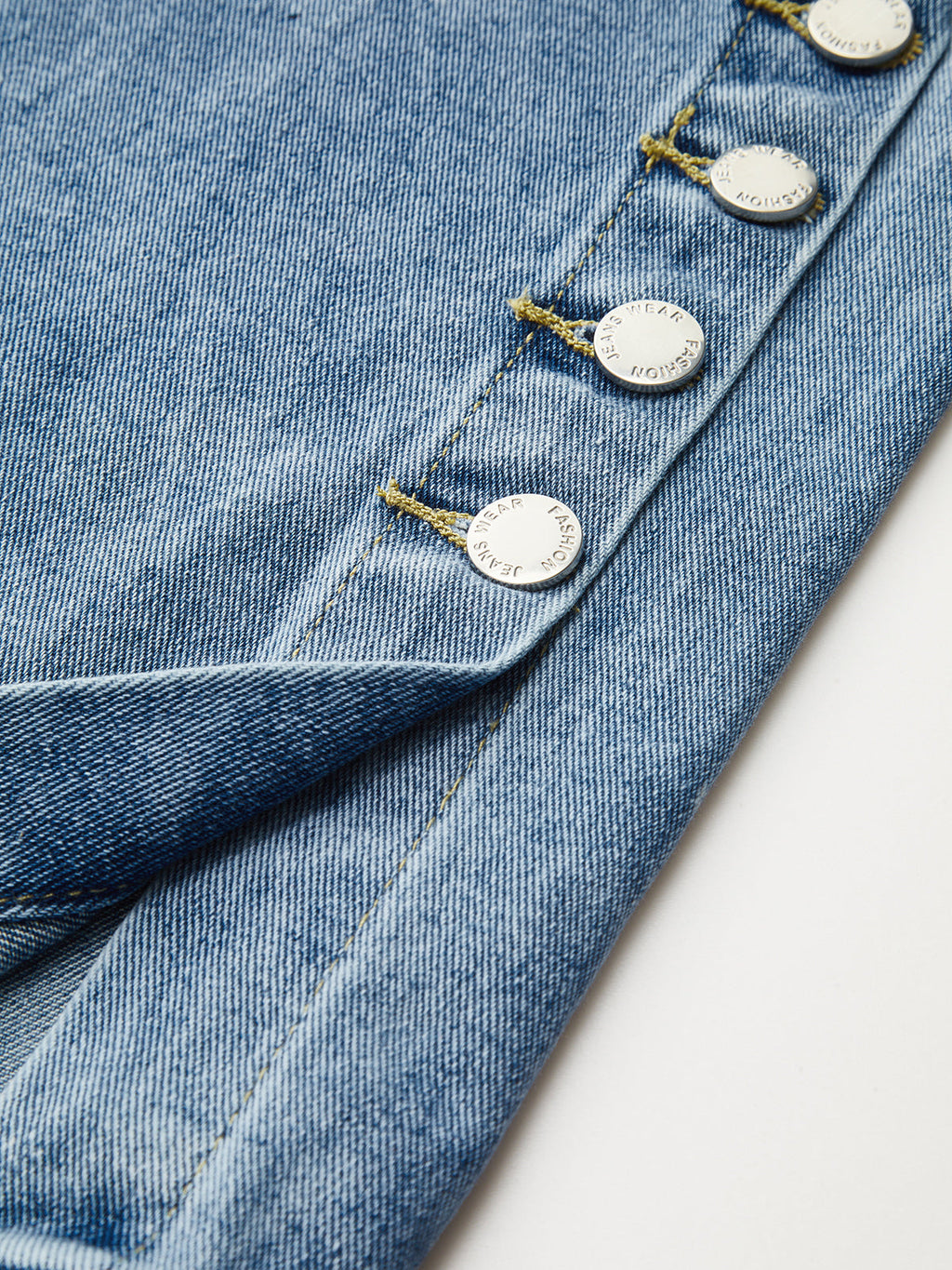 Button Detail High-Waist Wide-Leg Jeans