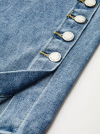 Button Detail High-Waist Wide-Leg Jeans