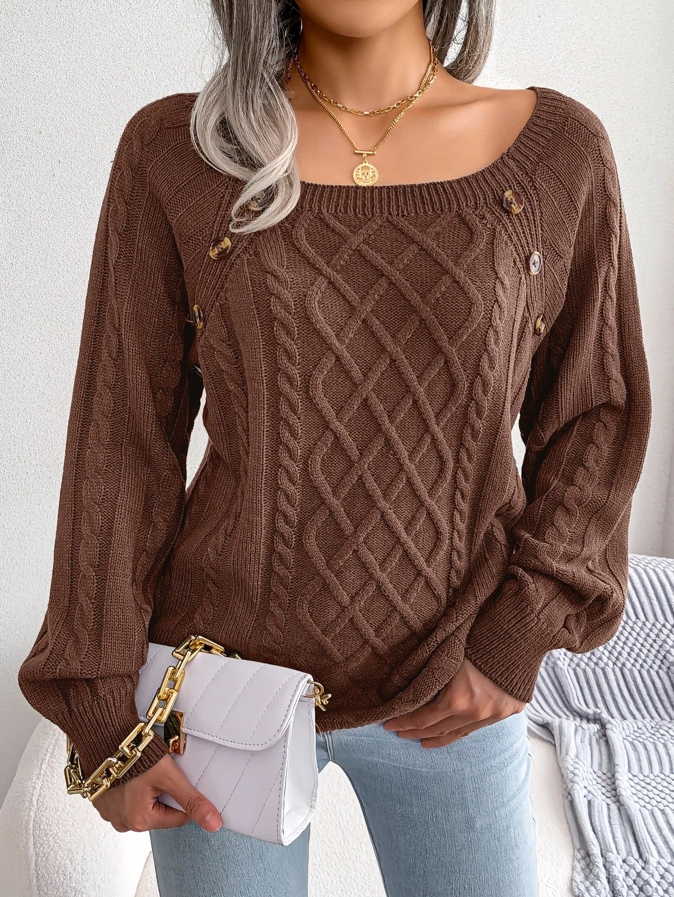 The Anya Cable-Knit Button Sweater – Timeless Comfort
