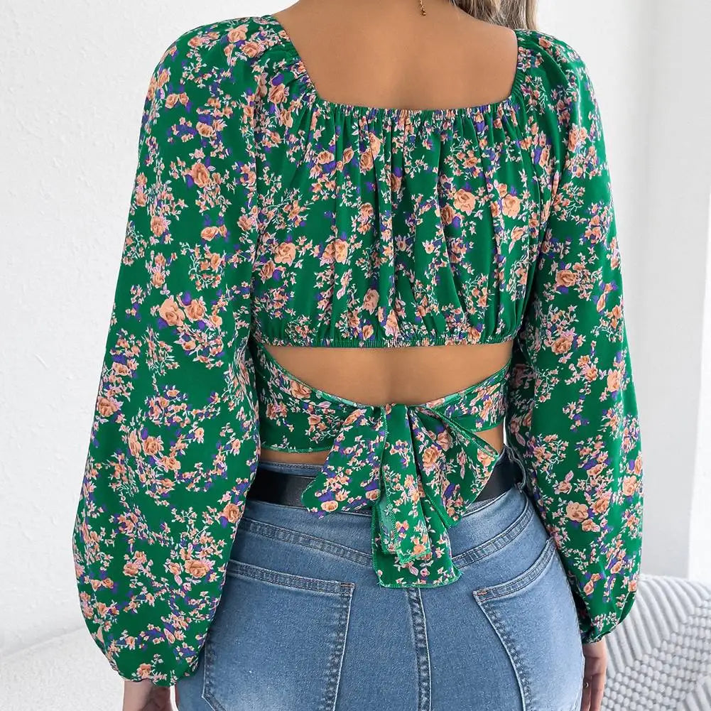 The Maya Floral Smocked Crop Top –