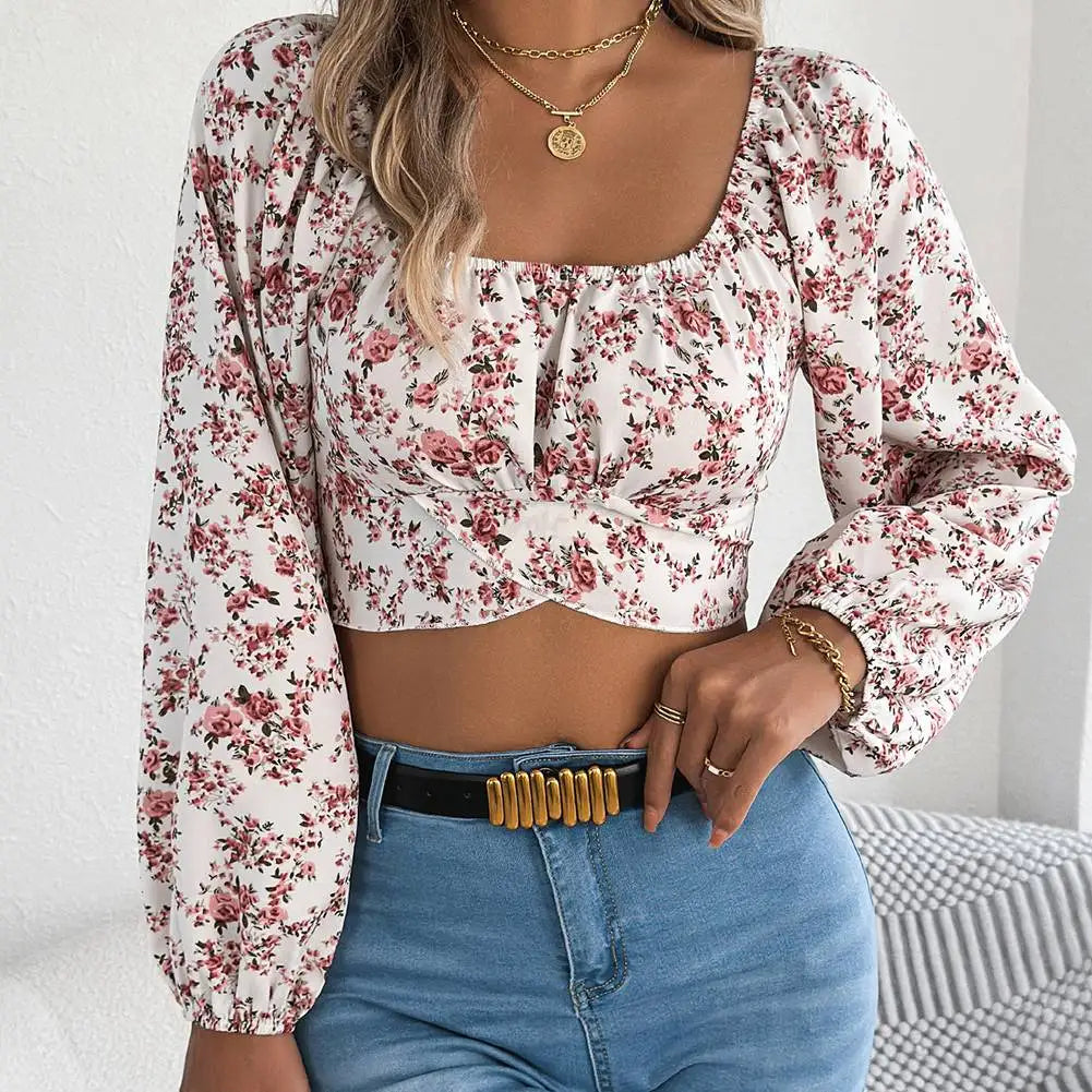 The Maya Floral Smocked Crop Top –